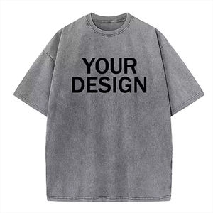 Wholesale Blank Acid Washed Plain Oversized T Shirt High Street Wear Short Sleeved T Shirt Custom Logo Printed 230g Men T-shirts - Product Image 6