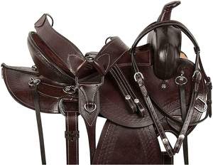 Juego de tachuelas para caballos de primera calidad, sillín de cuero genuino de carreras occidental e inglés para montar a caballo, Material sintético - Product Image 1