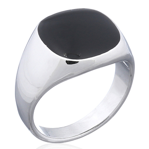 Anillo de Plata 925 con Ágata Negra Cuadrada Redondeada - Product Image 1