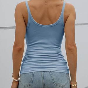 Grande taille, coton/fibre de bambou haute qualité confortable débardeur femme décontracté vêtements de fitness courte longueur - Product Image 3