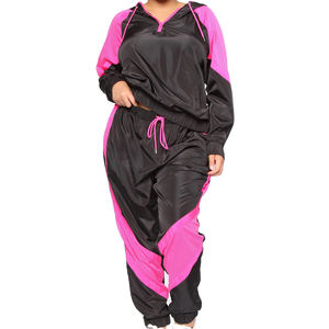 2025ใหม่ชุดกันลมบล็อกสีขนาดใหญ่พิเศษสำหรับผู้หญิงชุดวอร์ม2ชิ้นย้อนยุคกางเกงวิ่งจ๊อกกิ้งและแจ็คเก็ตแบบมีซิป - Product Image 6