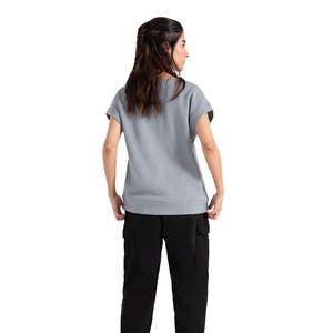 Camiseta extragrande con cuello en V de algodón 220 GSM 100% para mujer, Camiseta corta informal ajustada transpirable ecológica con patrón estampado todo - Product Image 4