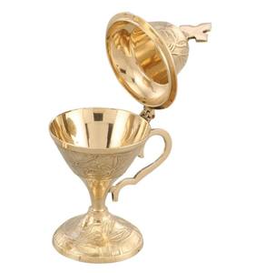 Embossed Solid Brass <b>Incense</b> Holder with Cross Religious Censer Burner for <b>Church</b> Altar Prayer Worship and Spiritual Decor Usage - Product Image 2
