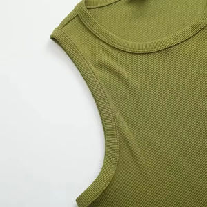 <b>Women's</b> Summer Cool Cotton <b>Vest</b> Tank <b>Tops</b> Sexy Solid Color Rib Texture <b>Women</b> Crop Tank <b>Top</b> For Club Design Custom Fit Summer - Product Image 4