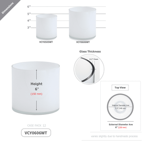 VCY0606WT - Vase cylindrique en verre blanc - 6 x 6 - Product Image 2