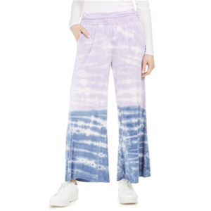 Pantalones Anchos Tie-Dye para Mujer, Marca Rewash Junior, Diseño Floral Informal con Cintura Elástica, Transpirables, Color Morado, Talla Grande - Product Image 1