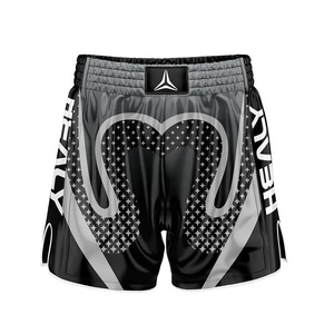 HEALY Custom Boxing Shorts Black Grey Geometric Print MMA Fight <b>Trunks</b> High Quality Lightweight Quick Dry Breathable Shorts - Product Image 1