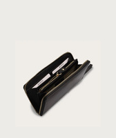 100% asli lembut dan indah dibuat dari kulit premium wanita dompet ritsleting hitam, coklat, tan