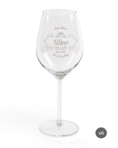 Set di 6 calici da vino da 50 cl (17 fl oz) in vetro trasparente con stelo e base, stile Country. Abbellisci la tua tavola con eleganza discreta. - Product Image 1