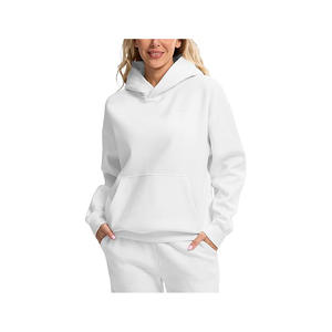 Conjunto de sudaderas con capucha de mujer de gran tamaño Unisex con logotipo personalizado orgánico de alta calidad y sudadera transpirable gimnasio correr sudaderas con capucha de mujer - Product Image 3