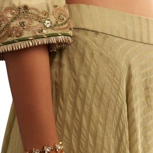 Verde chiaro Chanderi Kurta Palazzo Set con Organza Dupatta all'ingrosso donna abbigliamento etnico OEM fornitore di abbigliamento - Product Image 6