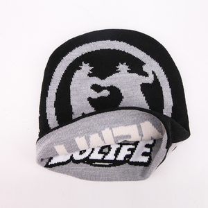 Custom Logo Unisex Acrylic Reversible Knitted Beanie <b>Hat</b> Jacquard Winter Skull Beanies With Custom logo - Product Image 2