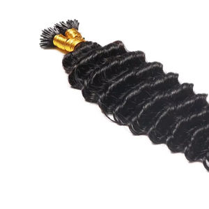 Extensions de cheveux naturels vierges Remy indiens, lisses crépus, à kératine, pointe en I, double trame, toutes couleurs, vente en gros - Product Image 1