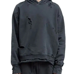 Meilleure vente nouveau Design hiver hommes en détresse sweats à capuche 100% coton polaire haute qualité couleurs personnalisées Offre Spéciale tendance - Product Image 6