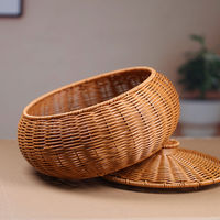 Panier à trésors élégant en rotin tressé à la main - Couleur et taille personnalisables, solution de rangement multifonctionnelle élégante en forme de dôme