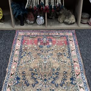 Alfombra Turca de 2.6x11.9 pies, Alfombra Vintage, Alfombra con Diseño Floral Azul - Product Image 4