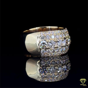 แหวนรอยัลไอซ์แบบยูนิเซ็กส์สุดหรูแหวนเพชรหลายแถวประดับเพชรมอยสซาไนต์วินเทจได้รับการรับรองสำหรับของขวัญวันเกิดหมั้น - Product Image 2
