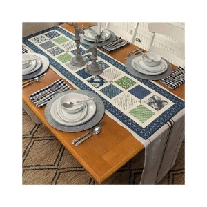 New Embroidered GOTS Certified Luxury Elegant Block Digital Designs 100% Organic Cotton Wedding Rectangular Special <b>Table</b> <b>Runner</b> - Product Image 1