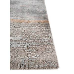 Tapis en laine et soie de bambou noué à la main, motif abstrait gris et noir pour usage domestique - LRB(1681) - Product Image 4