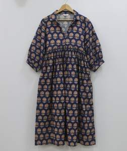 Robe tunique mi-longue pour femmes, faite à la main, à motifs floraux, imprimée au bloc, 100% coton |   Fournisseur d'exportation en gros Inde - Product Image 6