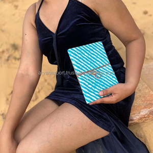 Nouveau vrai tissu de couverture rigide fait à la main journaux de fermeture de fil sécurisé Boho Vintage couverture colorée non doublée journaux intimes en feuilles recyclées - Product Image 4