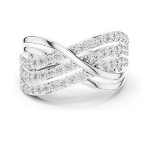 Anillo Cruzado con Diamante de Laboratorio de 0.784 CT para Mujer, Claridad VVSVS EF, Oro de 18KT, 14KT, 10KT y Plata 925, Oro Rosa, Amarillo, Blanco - Product Image 1