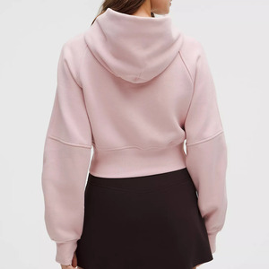 Nouveau style 2026 OEM, sweat à capuche court en polaire pour femme, coupe décontractée, uni, avec impression de logo personnalisé, coupe-vent, imperméable et respirant, haute qualité - Product Image 4