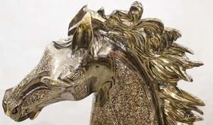 Escultura de caballo grande artesanal de latón de Pakistán, escultura de latón original de Pakistán, decoración de latón de caballo - Product Image 4