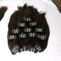 Extensions de cheveux humains indiens vierges Remy non traités à double trame, à prix de gros, pour tissage par fusion, pointes à simple trame