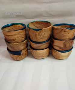 Bol de service décoratif en bois et en résine fabriqué à la main de luxe sans BPA pour la salade, les collations aux fruits, la table à manger et les fêtes - Product Image 6