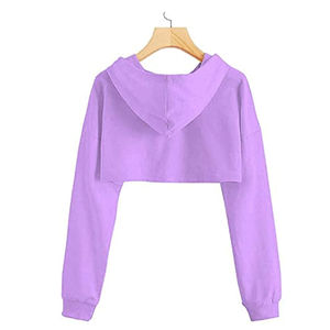 Sweat à capuche court élégant pour femmes en coton éponge français léger, design Streetwear personnalisé respirant pour la femme moderne - Product Image 6