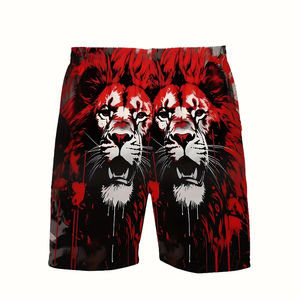 Ensemble deux pièces de sport décontracté d'été pour hommes T-shirt à manches courtes imprimé 3D animal personnalisé avec short de poche à cordon de serrage - Product Image 1