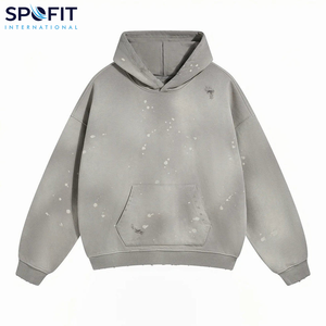 Sudaderas con capucha lavadas Vintage de gran tamaño, ropa de calle Unisex, lavado ácido, estampado abombado desgastado, Jersey de algodón pesado, Sudadera con capucha para hombres y mujeres - Product Image 3