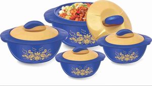 Casserole isolée en plastique Anax Impex, capacité de 3 L, forme ronde avec couvercle, lot de 4, utilisation domestique de qualité supérieure, fabriqué en Inde - Product Image 2