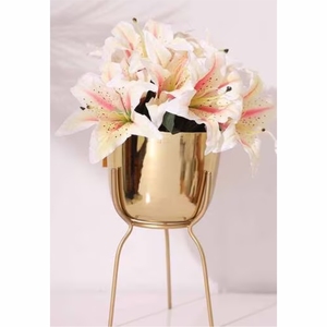 Vase à fleurs en métal doré de luxe avec support, style nordique moderne, pot décoratif pour la maison, mariage, salon, centre de table - Product Image 1