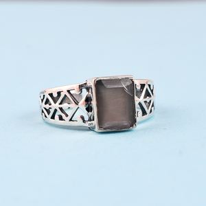 Bague en argent sterling 925 vintage avec pierre de lune chocolat pour mariages, fêtes et anniversaires - Product Image 1