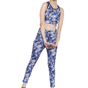 Ensemble de yoga 2 pièces pour femme de haute qualité, sans couture, écologique, respirant, en spandex/polyester, vêtements de sport pour la salle de sport - Product Image 1