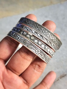 925 argent Sterling plaqué 4 de l'ensemble Boho Texture Vintage bahaméen Bracelet empilable Bracelet pour les femmes mode bijoux en gros - Product Image 2