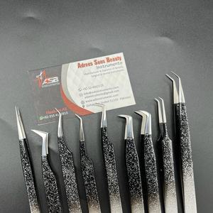 Pinzas para Extensión de Pestañas de Acero Inoxidable Antiestáticas, Duraderas, Hechas a Mano, con Logotipo Personalizado, Color Negro, Blanco, Degradado, Agarre de Diamante, Fibra - Product Image 2