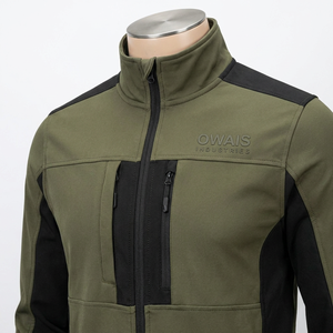 เสื้อผ้าผู้ชายกันลมสไตล์สตรีทแวร์ Olive & Black พร้อมโลโก้สั่งทำด้านหน้า - ผ้าผสมโพลีเอสเตอร์และคอตตอน - Product Image 3