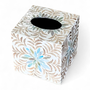 Caja de Pañuelos de Lujo Hecha a Mano con Incrustaciones de Nácar, Accesorio de Decoración para el Hogar - Product Image 3