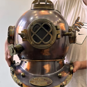 Casque de plongée avec base en bois Casque de plongée sous-marine antique de qualité supérieure - Product Image 1