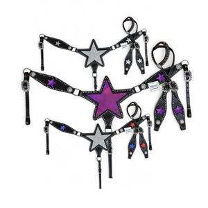 Custom Manufacturer Equestrian Western Horse Headstall Tack Set Matching <b>Felt</b> Saddle Pad Multiple OEM Glitter Colours Available - Product Image 4