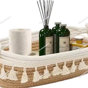 Juguete rectangular organizador de escritorio pequeño Montessori para guardería de bebé, cesta de cuerda de algodón plegable para dormitorio, guardería, sala de estar - Product Image 5