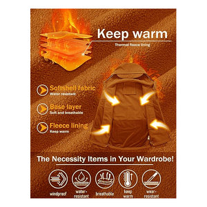 Chaqueta softshell con capucha ecológica impermeable con soporte frontal revestido para hombre ajuste cómodo última llegada para invierno al aire libre OEM - Product Image 4