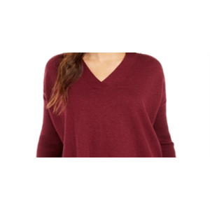 Maglione tunica da donna con scollo a V Style & Co Petite L Winestone Size - Product Image 2