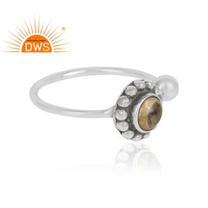 แหวนพลอยซิทรีนธรรมชาติเงินแท้ปรับได้ผู้ผลิตเครื่องประดับตามสั่ง - Product Image 2