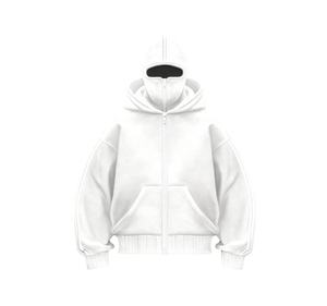 Ventes en gros de sweats à capuche double à broderies personnalisées, style ninja, double couche, grande taille, lourds, fermeture éclair intégrale, cagoule, pour hommes - Product Image 2