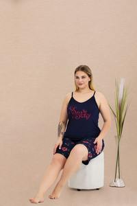 Ensemble de pyjama pour femmes grandes tailles, haut à manches courtes et short, vêtements de nuit confortables, vêtements de maison de grande taille - Product Image 3