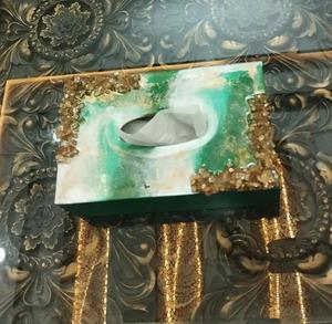 Boîte à mouchoirs en résine époxy Boîte à mouchoirs en résine Vaisselle de haute qualité Porte-mouchoirs en résine fait à la main - Product Image 1